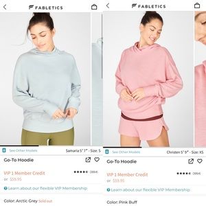 2 On the Go Hoodies - Fabletics - XL - pink buff and arctic gray